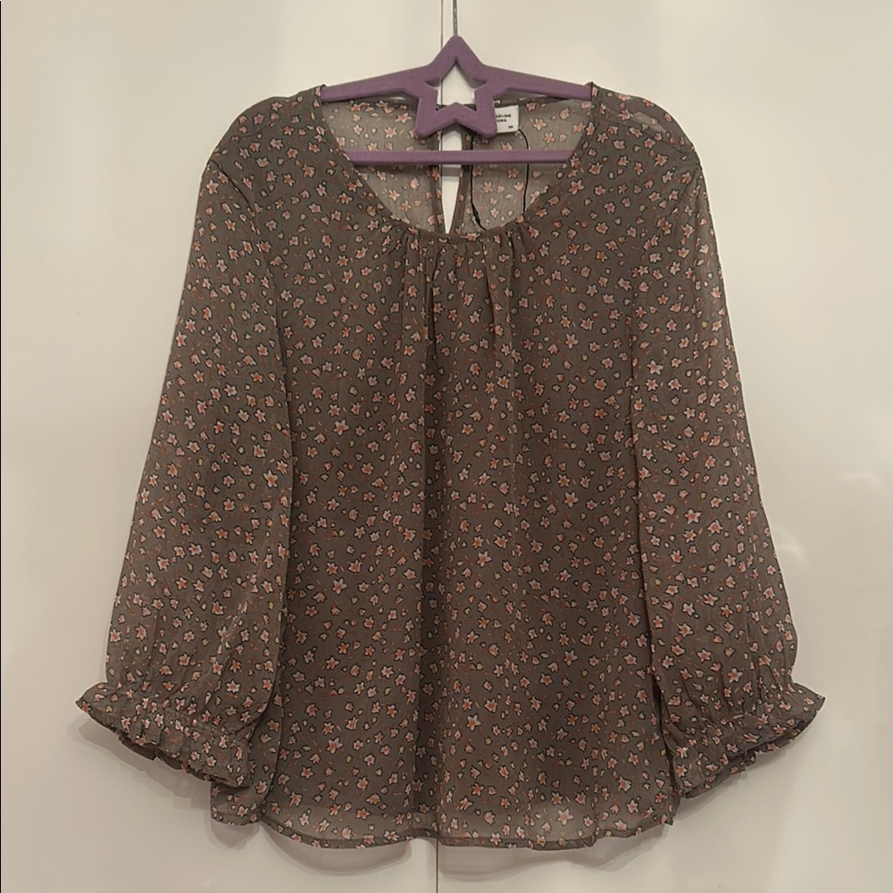 Floral Brown Sheer Blouse from Jacqueline de Young